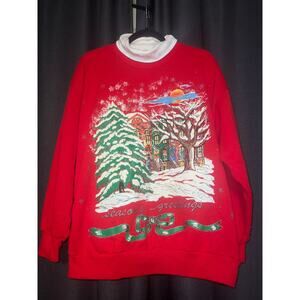 Ugly Christmas Sweater Xmas Sweatshirt Crewneck Size Large Vintage